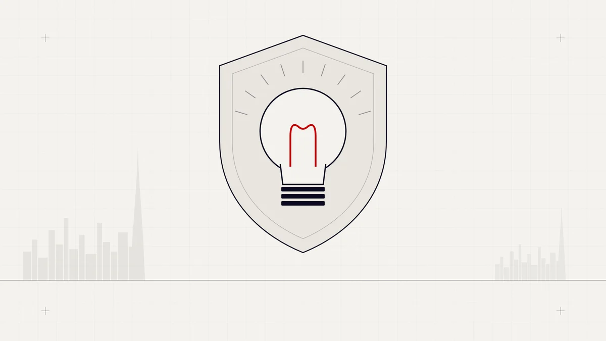 Illustration of a light bulb with a red filament protected inside a shield